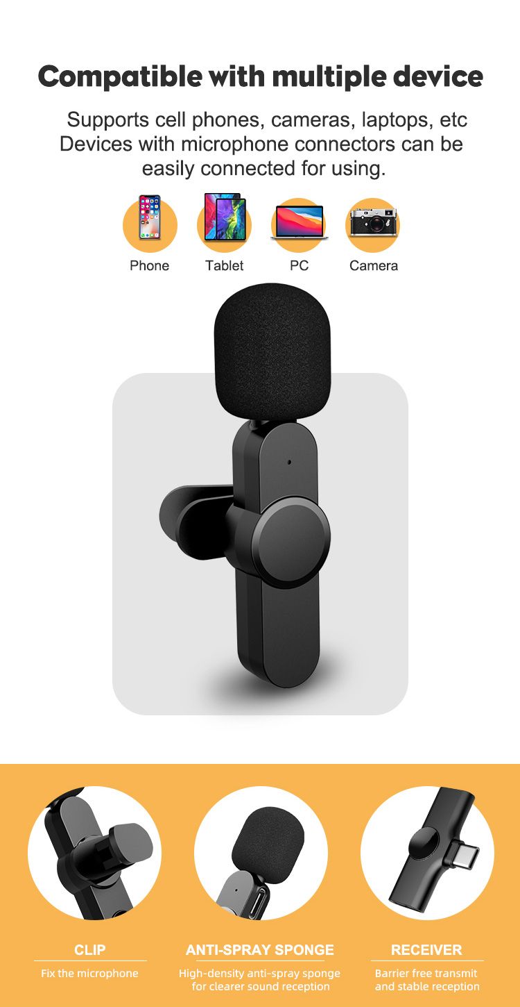 EP033 Mini Plug Play Microphone Wireless Lavalier Mic For iPhone & iPad