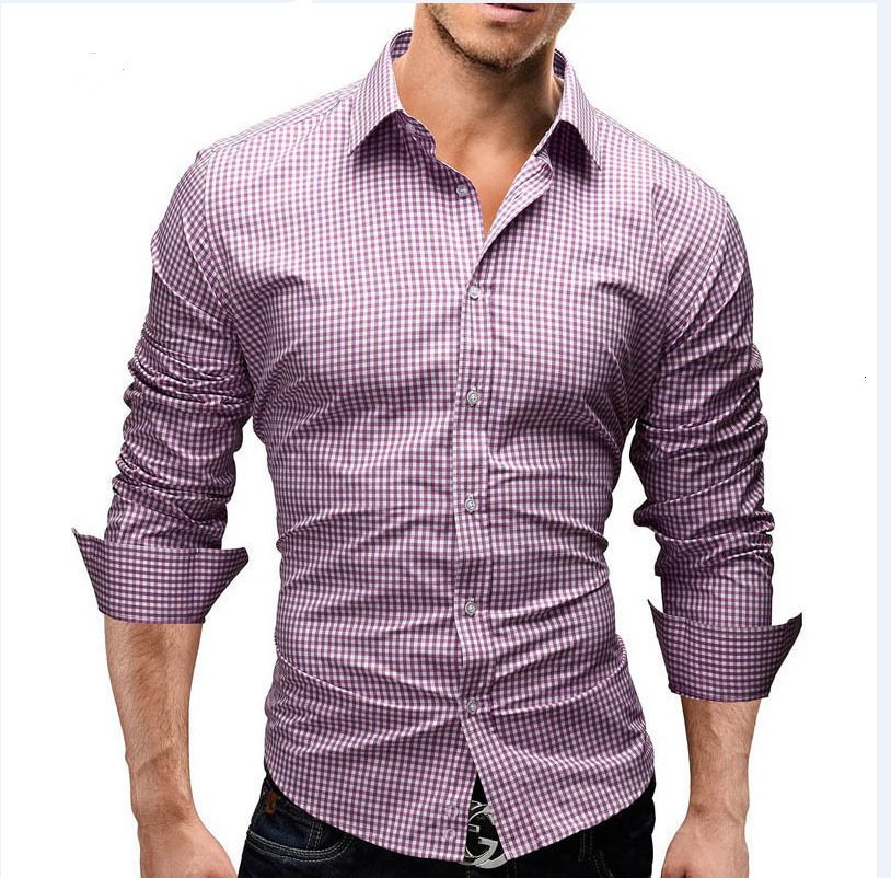 Compra Blusa De Los Hombres Otoño Invierno Nuevo Estilo Tops Pequeño  Celosía Negocio Casual Camisa De Manga Larga Blusas Para Hombre / PT Barato  | Entrega Rápida Y Calidad | Es.Dhgate