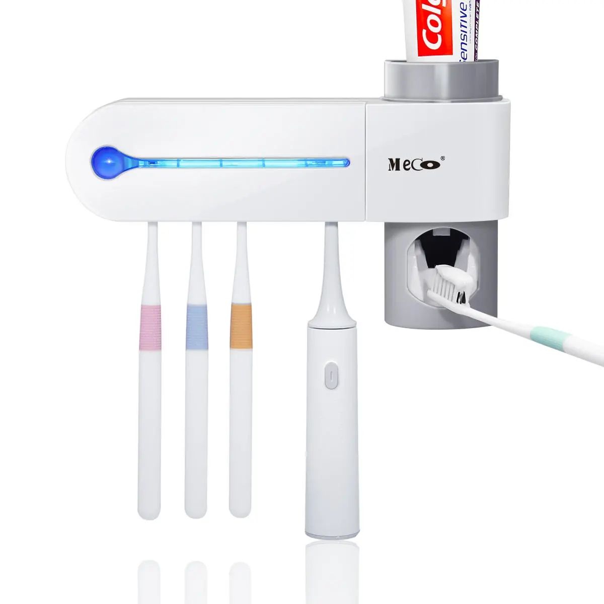 UV Light Sterilizer Toothbrush Holder Cleaner&Automatic Toothpaste Dispenser US 
