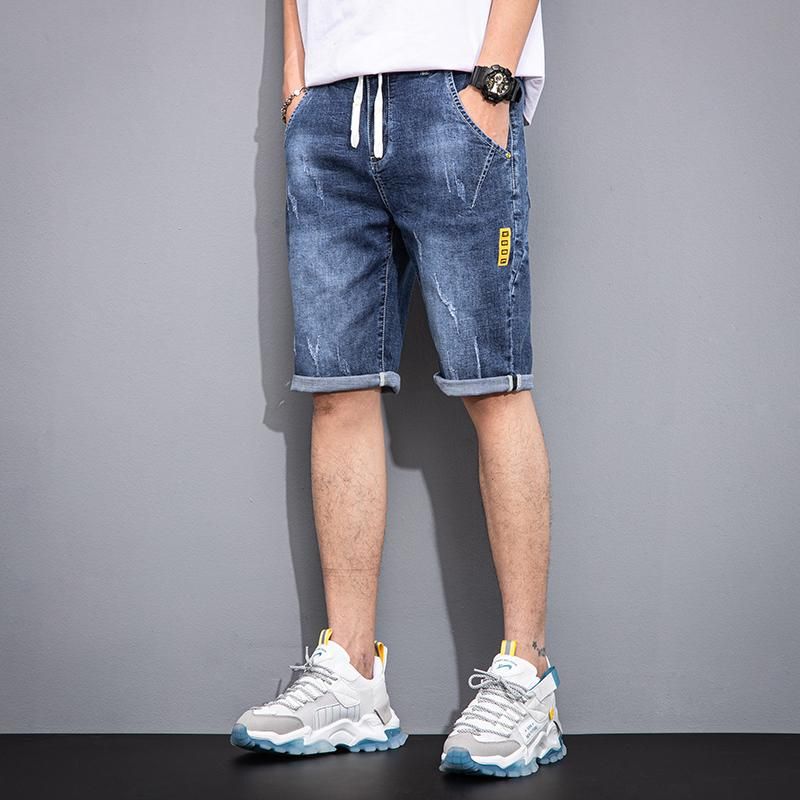 Summer Mens Drawstring Denim Shorts 