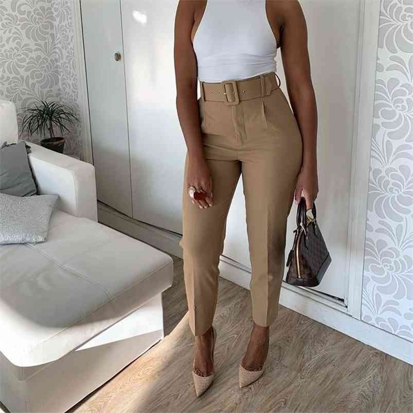 Compra Pantalones Para Mujer Cintura Alta Con Cinturón De Bolsillos Clásicos  Oficina Lady Tankle Longitud Pantalones Mujer Primavera Moda Pink Harem  Pantalones 210802 Barato | Entrega Rápida Y Calidad | Es.Dhgate