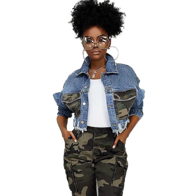 Autumn Winter Hole Ripped Denim Jacket 