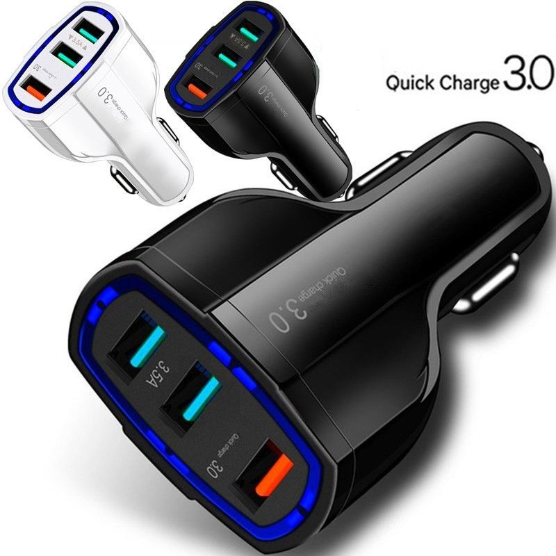 Carregador rápido rápido QC3.0 35W 7A Carregadores de carro adaptador para iphone 7 8 x 11 Samsung HTC Android Phone GPS MP3 Caixa de varejo