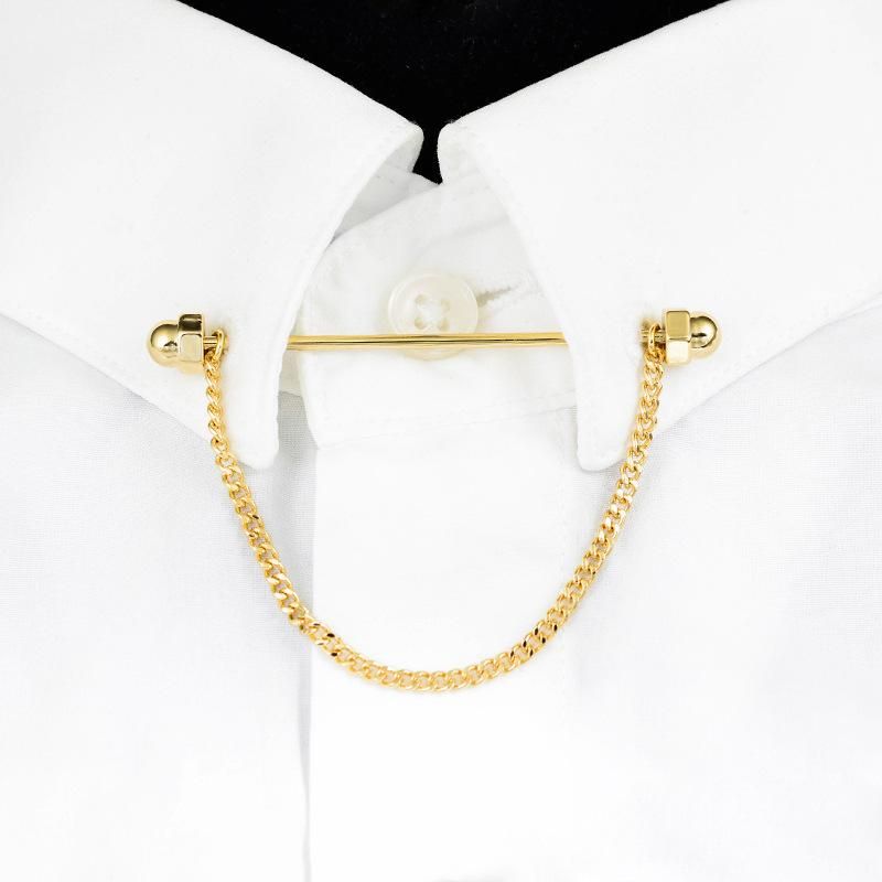 Cha Enciclopedia unidad Barra de cuello de corbata con cadena de borla broche de cobre camisa de  solapa para