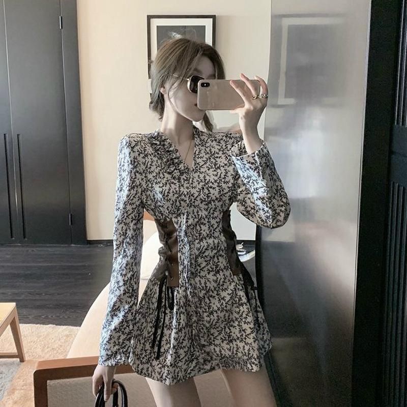 Vestidos informales KPOP KPOP Celebridad Verano Moda de manga larga Vestido floral Mujer High Street Sexy Vestidos informales KPOP KPOP Celebridad Verano Moda de manga larga Vestido floral Mujer High Street Sexy