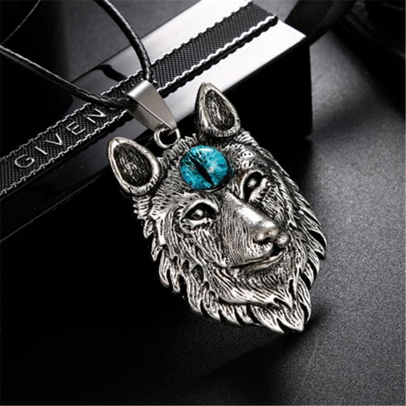 Cabeza De Lobo de Plata Tibetana Colgante Collar Amuleto-Animal Viking Hombres Regalo jewelrfh 