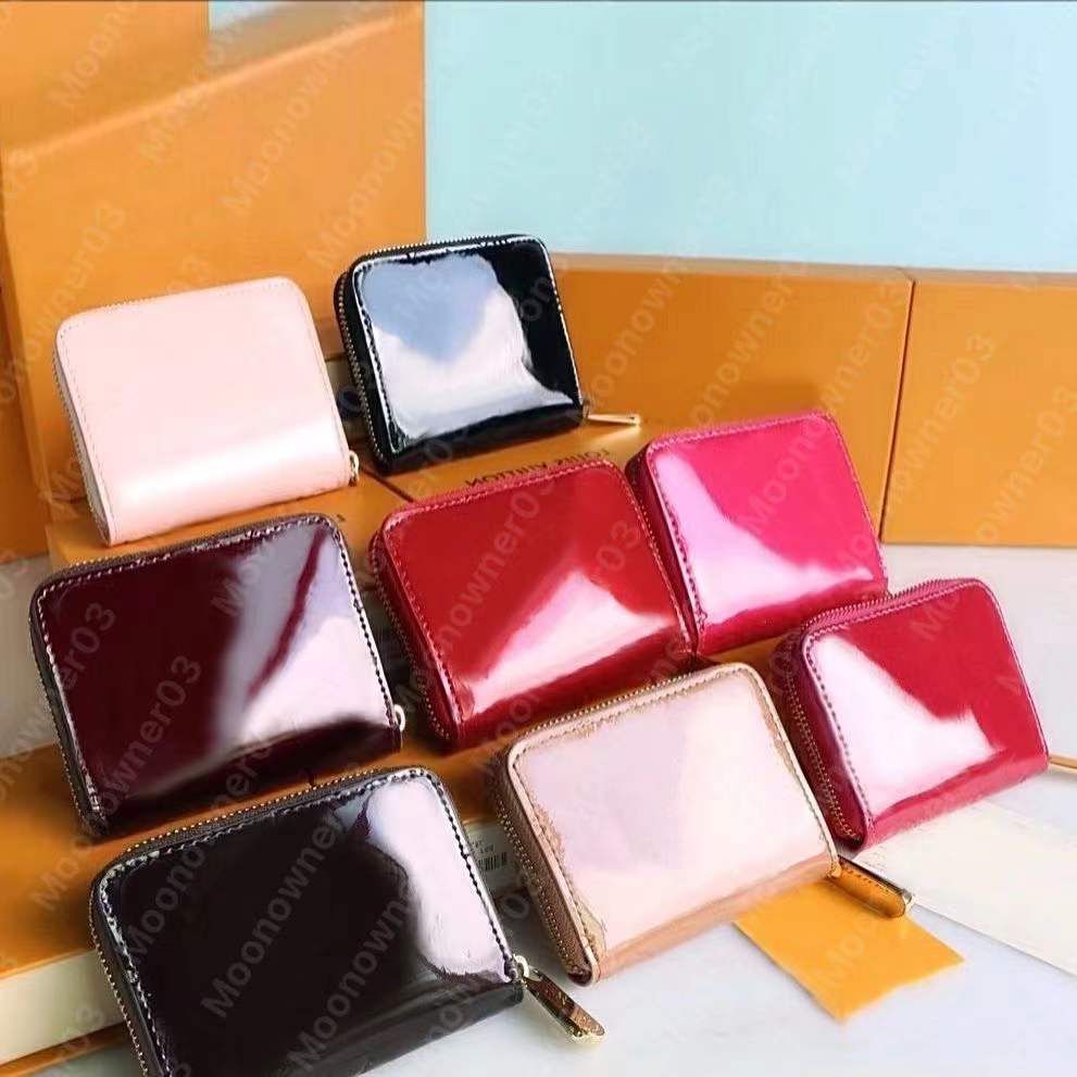 Diseñador Carteras Titular de la Tarjeta de las Shinny Patente de cuero en Mini