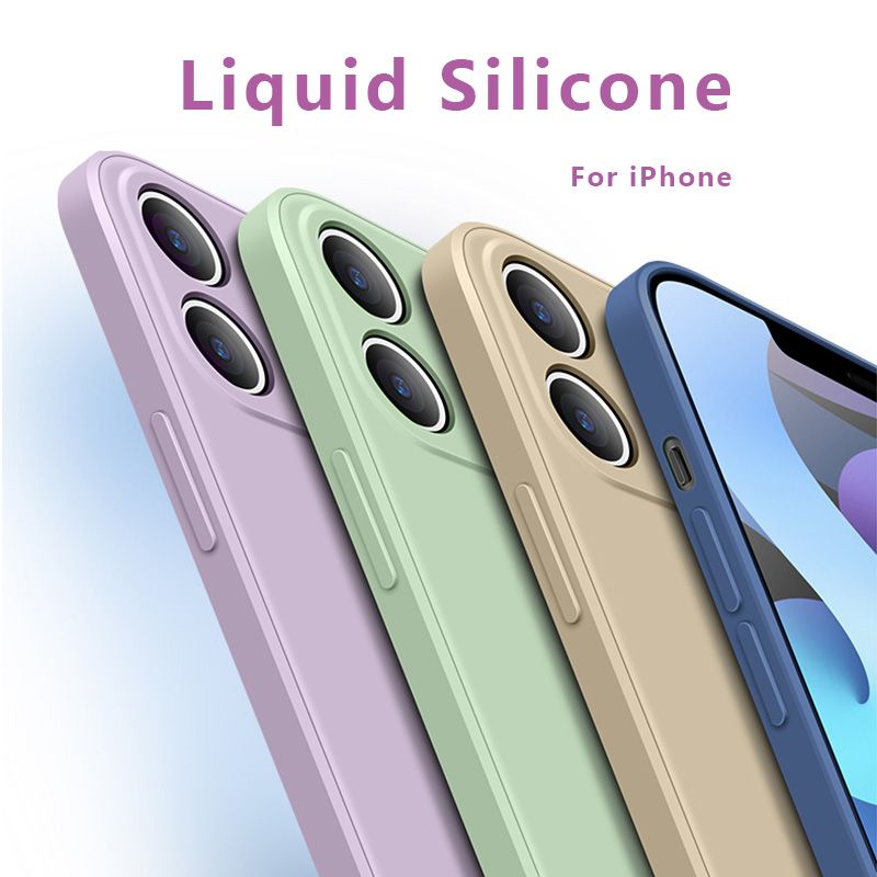 Original Liquid Silicone Luxury Cases For Apple iPhone 11 12 Pro Max mini 7 8 6 6S Plus XR X XS SE Shockproof Case Cover 16 colors
