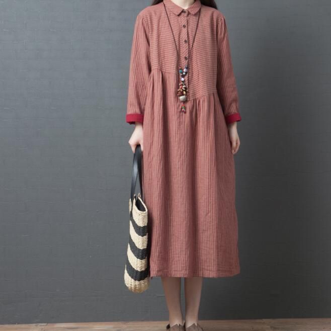 Lady Linen Cotton Short Sleeve Empire Waist Dress Check Retro Tunic Loose Cute Lady Linen Cotton Short Sleeve Empire Waist Dress Check Retro Tunic Loose Cute