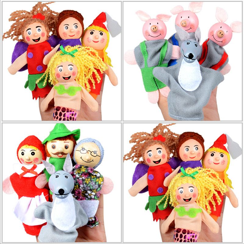 DaMohony Baby Theater Dolls Accessories Children Toys Gift Game Cartoon Finger Puppets Family of Seven 