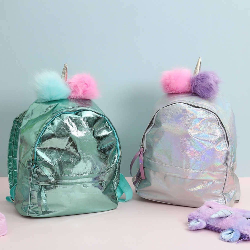 34 estilos niños láser de dibujos animados mochilas unicornio escuela bolsas adolescentes bolsas escolares