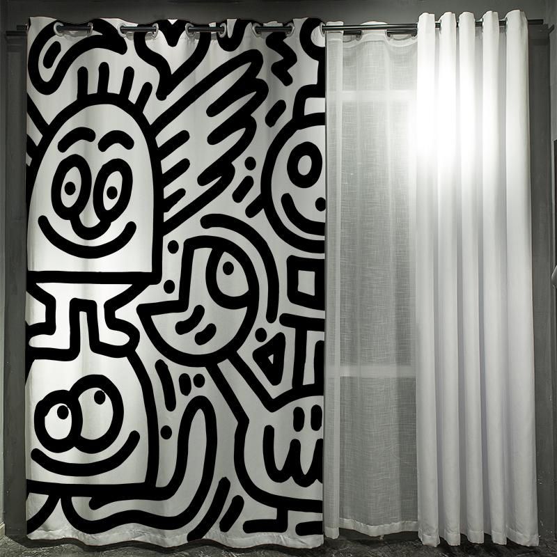 Dropship S Of Curtain Ds Black White Scrawl Burlap Blackout Curtains For Living Room Modern High Shading Heatproof Door Kitchen Window Customized In Bulk From Dhgate Com White Scrawl Burlap Blackout Curtains, Gray Burlap Blackout Curtains