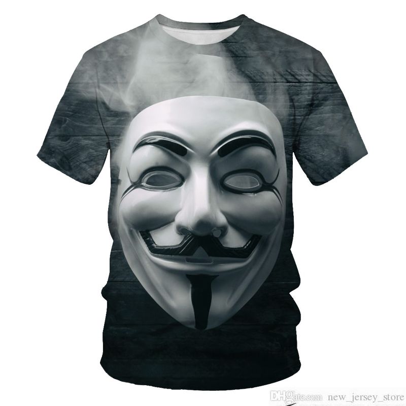 2021V Word Vendetta 3D Printing New Mens Man T Shirt Hip Hop Clown 