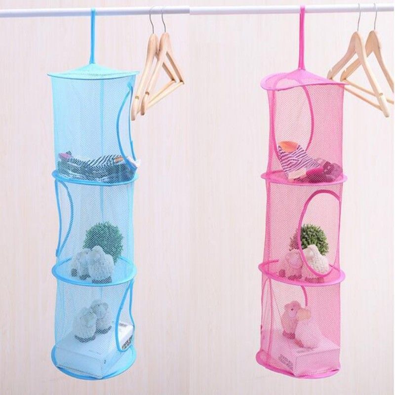 3 de Estante Colgante de Almacenamiento de Bolsas de Malla niños de Juguete del Bolso del Organizador Puerta del Dormitorio Armario de Pared Verde
