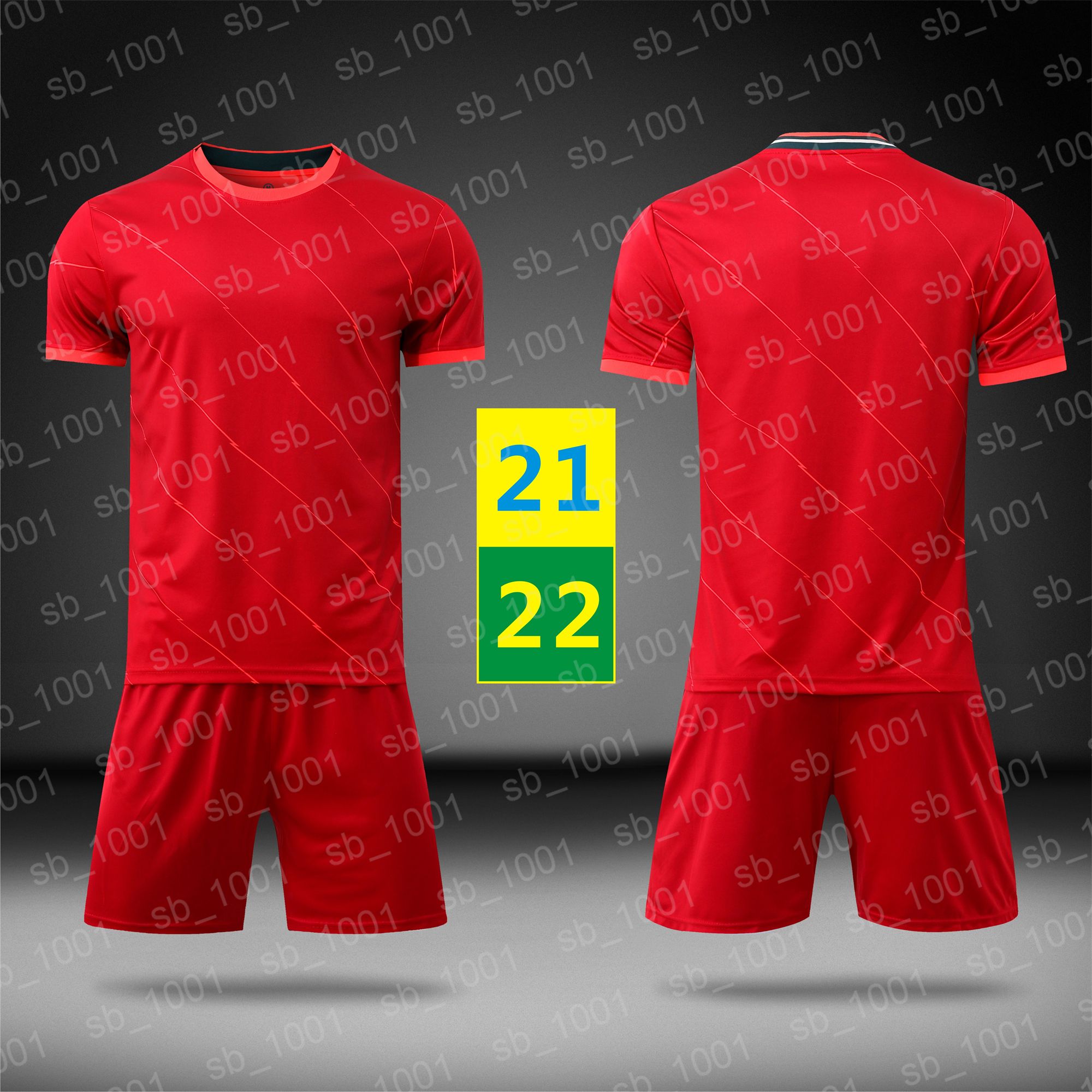 우리의 빠른 21 22 축구 유저 축구 퀵 드라이 레드 짧은 소매 홈 유니폼 망 스포츠 실행 어린이 유니폼 어린이 훈련 T 셔츠 2021 2022 로고 # LWPZ-21B1