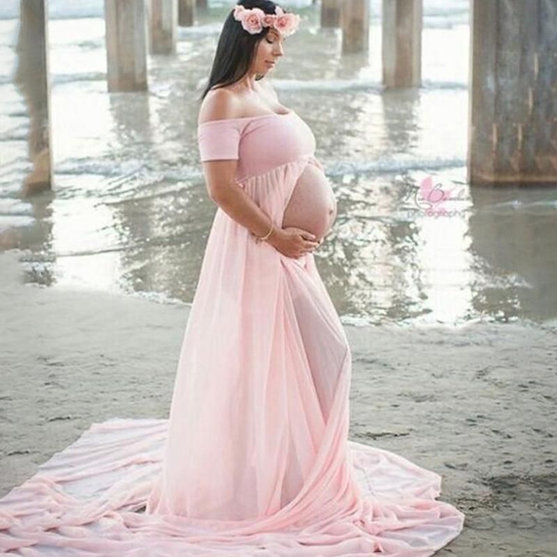 Compra Vestidos Informales Por Adelantado Maternidad Embarazada Delantero  Para La Ropa De Embarazo Vestido Maxi Vestido Mujer Sexy PO Shoot Pograma  Props Ropa Barato | Entrega Rápida Y Calidad | Es.Dhgate