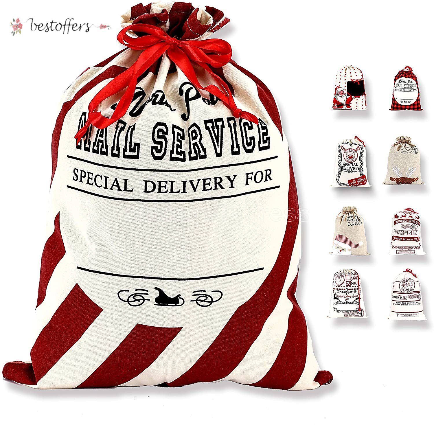DHL Hot Christmas Santa Sack Большой Рождественский Холст Подарочная Сумка с Drawstring Reurative Personalized Best Giffor для Xmas Storage BN12