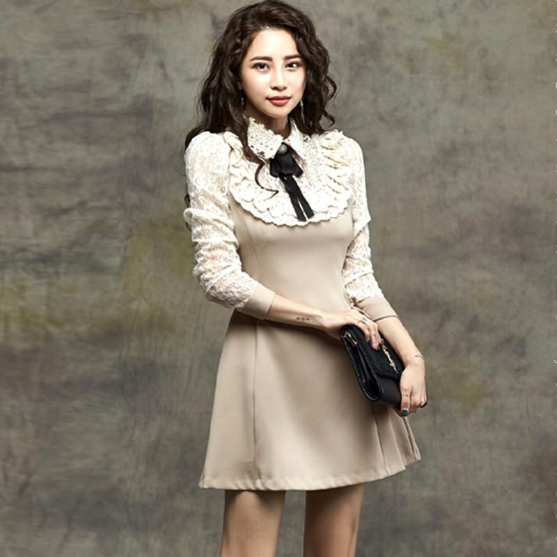 Compra Vestidos Casuales S XL Vestido De Otoño Niñas Vintage Vintage Manga  Larga Mujer Robe Robe Bow Patchwork Christmas Evening Party Vestido Barato  | Entrega Rápida Y Calidad | Es.Dhgate