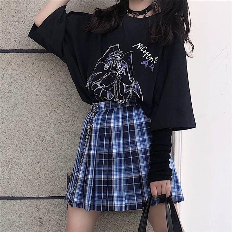 vergüenza Lágrima Desacuerdo Traje de dos piezas] Anime japonés Falda para mujer Spandex Estilo Casual  Girl Imprimir Camiseta de