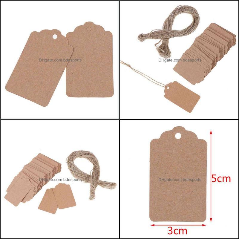 100Pcs Blank Kraft Jewelry Price Label String Price Tags Gift Cards With  String 20m