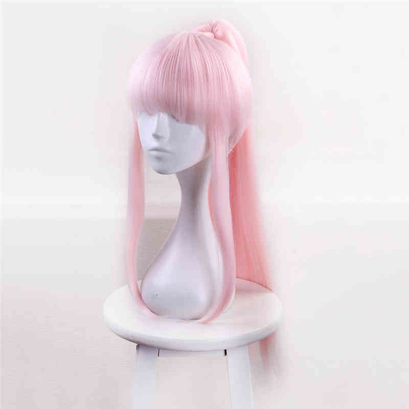 DARLING in the FRANXX 02 ZERO TWO Cosplay Pink Ponytail Hair Wig for Swimsuit 
