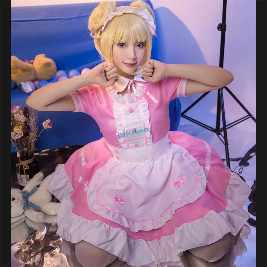 Black Pink Maid Outfit Men Women Sweet Gothic Lolita Dress Anime Cosplay Costume Apron Dress Uniform Black Pink Maid Outfit Men Women Sweet Gothic Lolita Dress Anime Cosplay Costume Apron Dress Uniform
