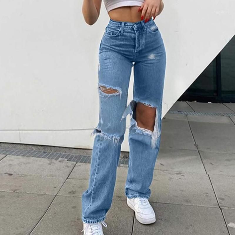 Jeans Streetwear de mujer Ropa de cintura alta de cintura casual Pantalones de mezclilla casual