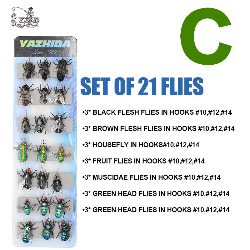 c Set of 21 Flies