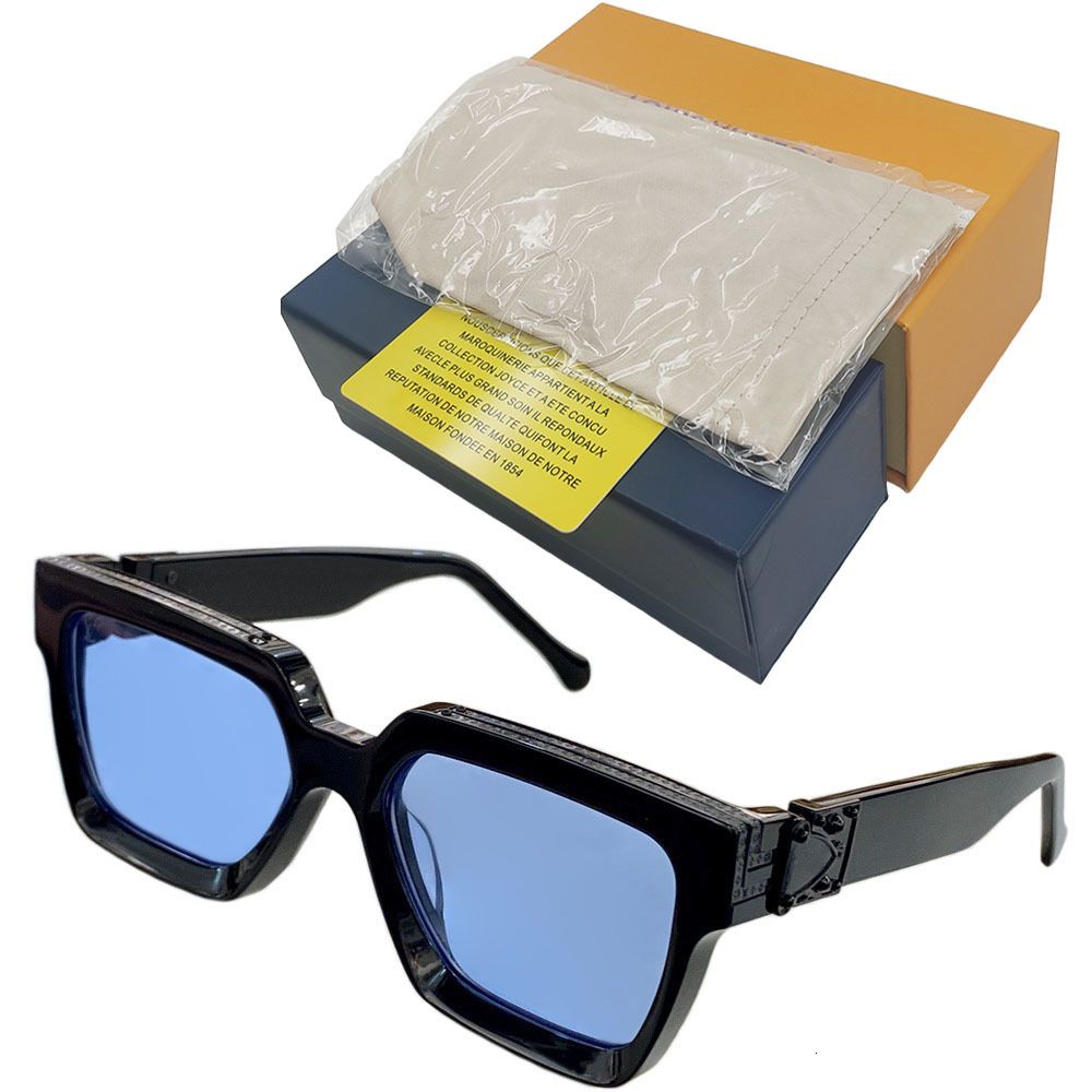 black frame light blue lens