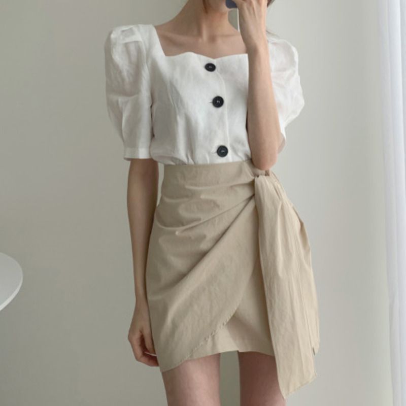 Ropa Elegante Coreana Para Mujeres Conjunto De Dos Piezas Blusa Vintage Blusa Blusa Mini Falda Falda Lady Chic 210513 De 45,05 € | DHgate