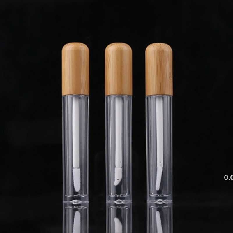 Draagbare 5ml Vintage Bamboe Lip Gloss Verpakking Fles Hervulbare Lippen Balsem Buis Lege Cosmetische Container Verpakken Lipbrush DIY Tubes