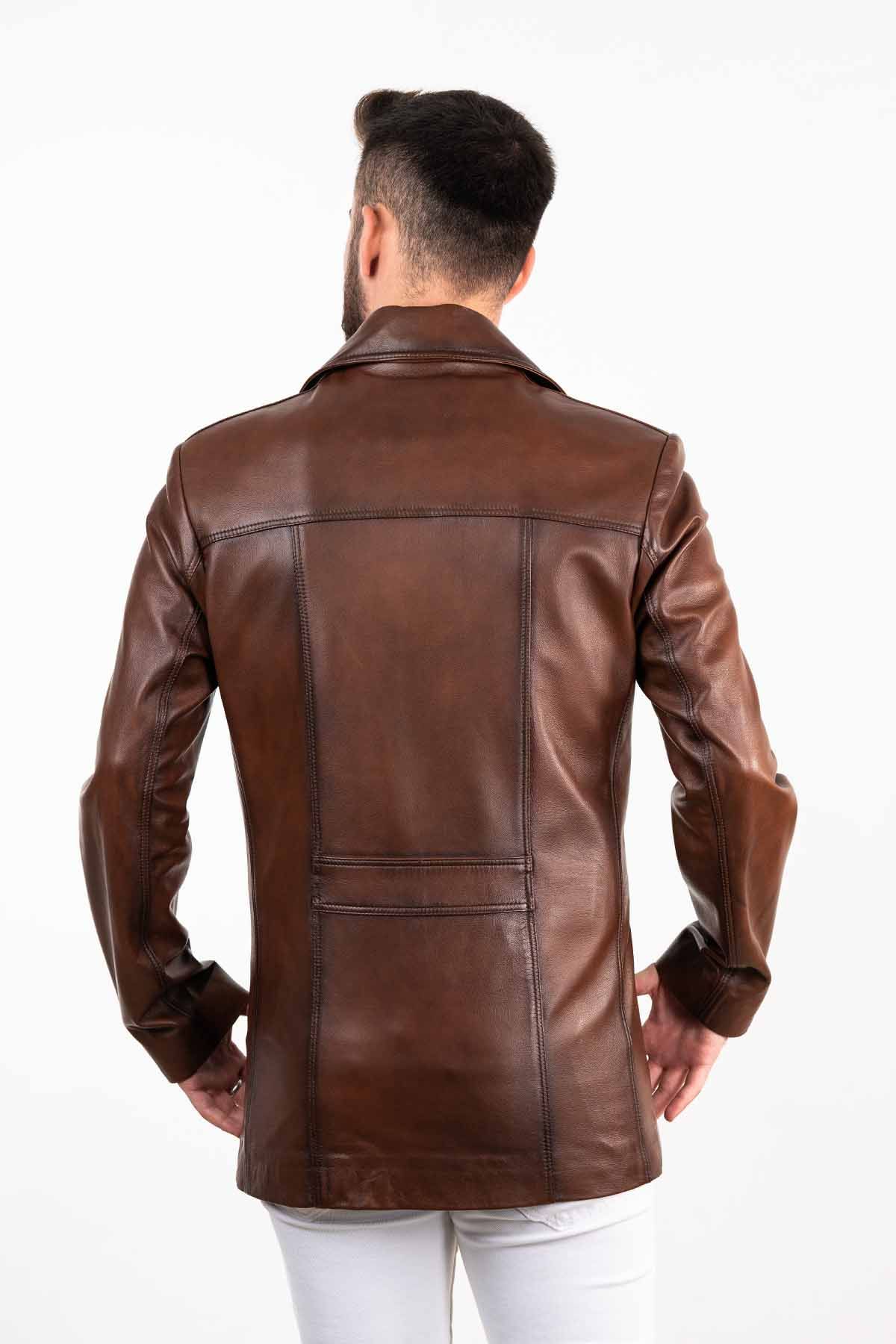 Compra Moda Chaquetas De Cuero Genuino Para Hombre Botón De Chaqueta Marrón  Vintage Vintage Masculino Casual Hombre Abrigos Largo Primavera Otoño  Barato | Entrega Rápida Y Calidad | Es.Dhgate