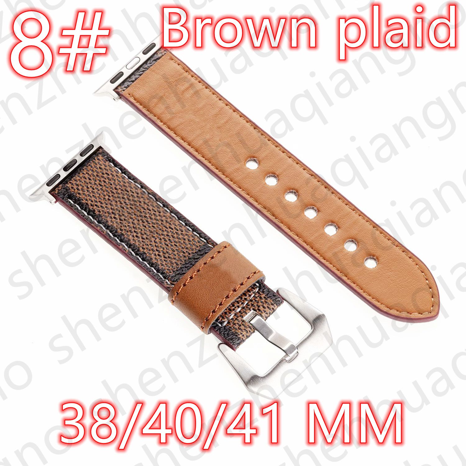 8#38/40/41mm Brown Plaid V -logotyp