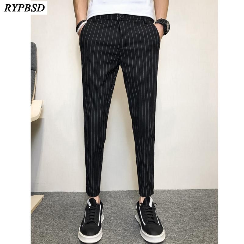 eco Derecho Contar Pantalones para hombres Hombres rayados en blanco y negro 2021 Stripe de  verano Jogger Casual Moda