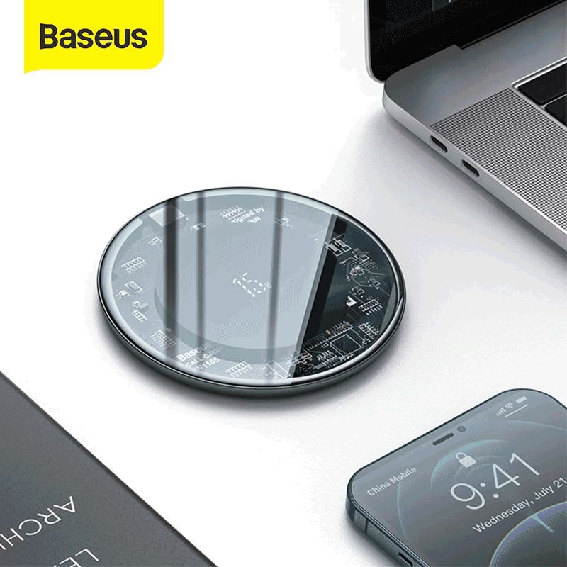 Baseus Intuction Fast Qi شاحن لاسلكي ل iPhone 12 تهمة الوسادة عنصر مرئي اللاسلكي شحن جراب متوافق سامسونج S9 S10 + NOTE 9 10