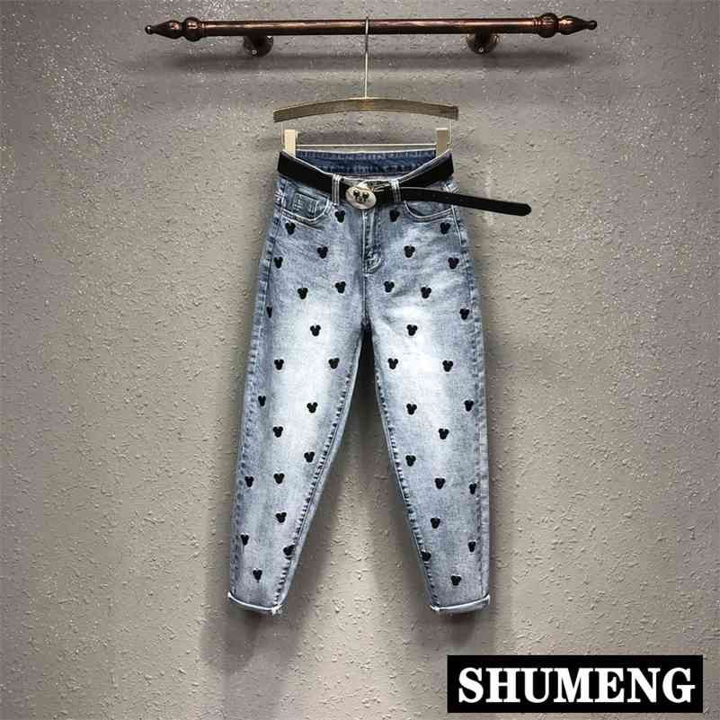 Compra Dibujos Animados Bordados Pantalones Pantalones Pantalones Primavera  Nuevas Mujeres Dibujos Animados Patrón De Mezclilla Pantalones Femeninos  Hembra Alta Cintura Harén Pantalones Pantalones 210402 Barato | Entrega  Rápida Y Calidad | Es.Dhgate