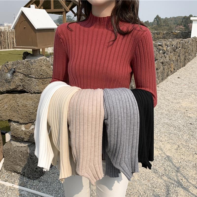 Winter Female Solid Color Shift Turtleneck Loose Long Casual Elegant Women Knitwear Knitted Warm Thick Sweater Dress Clown 