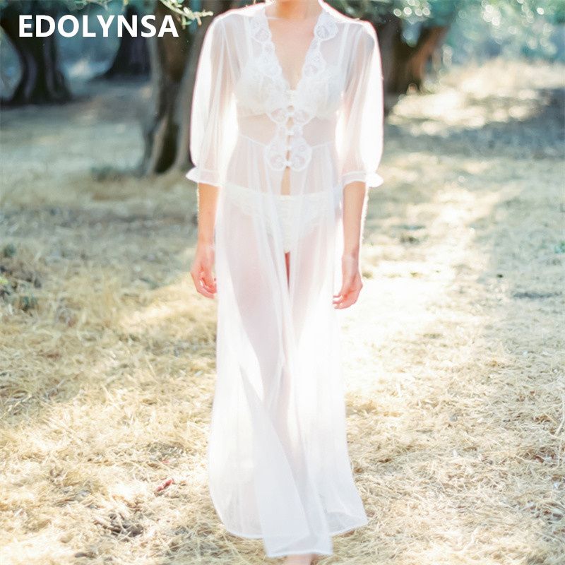 Compra Vestido De La Túnica De La Playa De Las Mujeres De Verano Vestido De  La Cintura Alta De La Cintura Alta Sexy Transparente Transparente Blanco  Gasa Maxi Vestido Más Tamaño N567