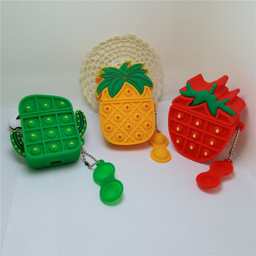 Best Quality Pop It Push Bubble Earphones Cases Pineapple Strawberry Relive  Stress Relief Fidget Toy Soft Silicone Cover For Apple Airpods 1 2 Pro Case  At Cheap Price, Online Earphone Accessories | DHgate.Com