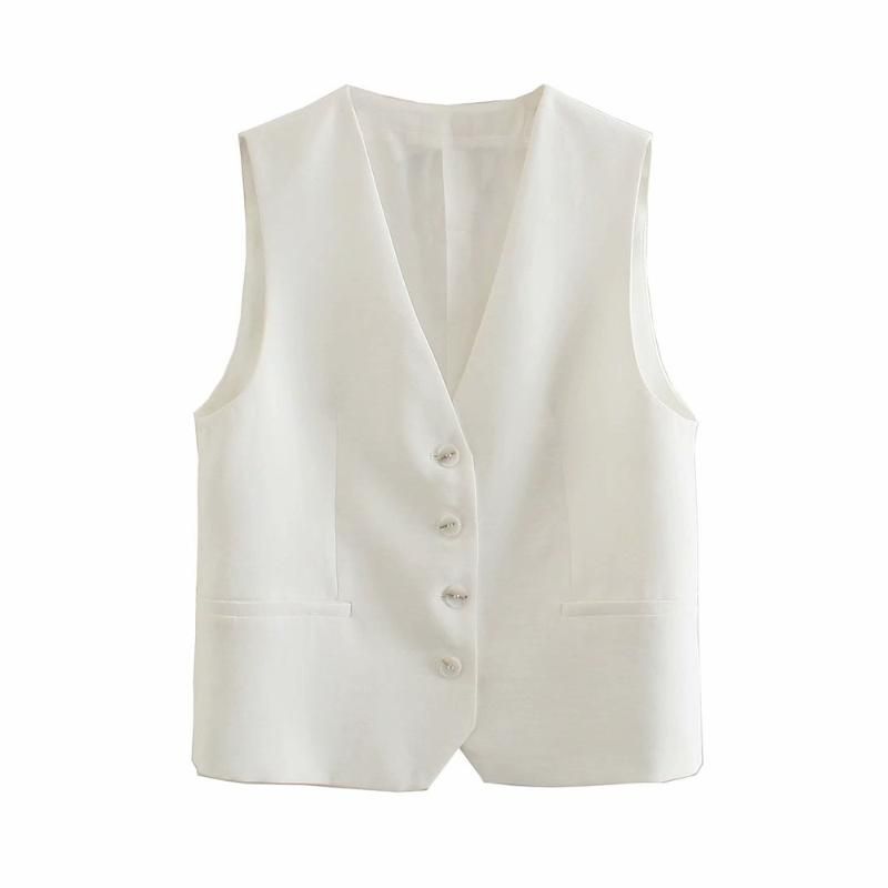 Compra Chalecos De Mujer 2021 Moda De Primavera Elegante Traje Blanco  Chaleco Chaleco Corto Barato | Entrega Rápida Y Calidad | Es.Dhgate
