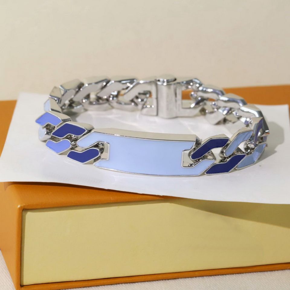 Louis Vuitton Cuban Chain Bracelet Blue in Metal/Enamel with