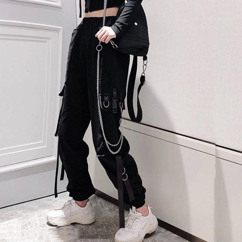 Compra Buckle De Carga Cinta De Bolsillo Jogger Mujeres Pantalones  Elásticos Cintura Alta Calle Streetwear Harajuku Pantalón Punk Anillo  Cadena Hembras Pantalones Barato | Entrega Rápida Y Calidad | Es.Dhgate