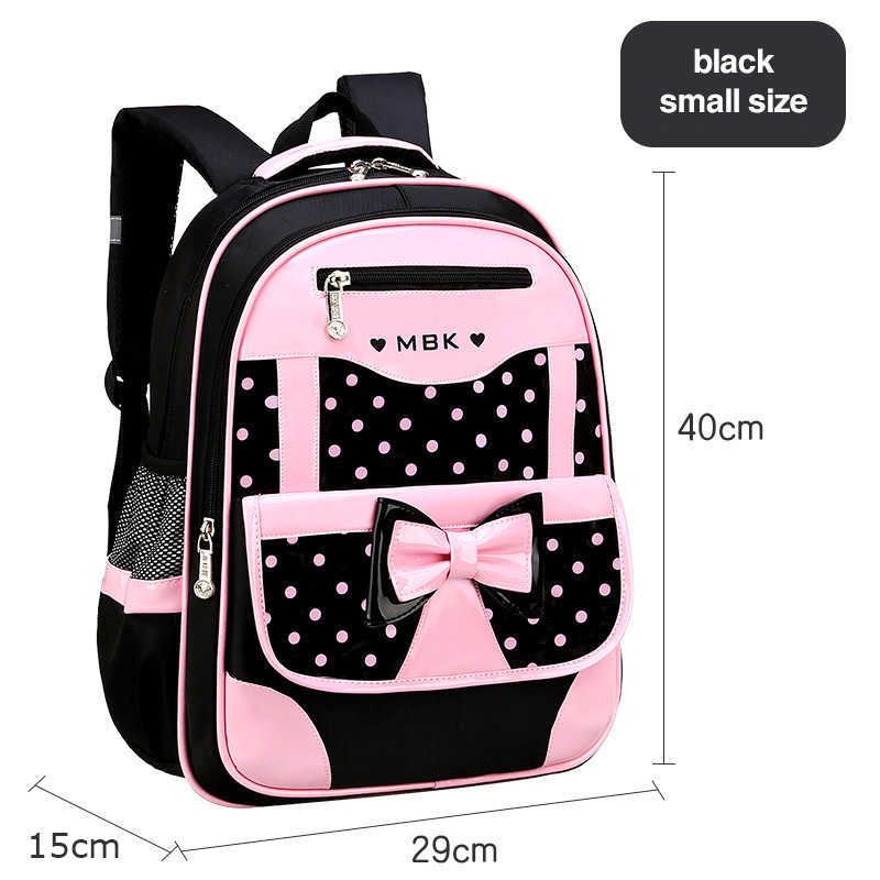 Bolso escolar de 6-12 de edad para niña para Black Pink BowPack