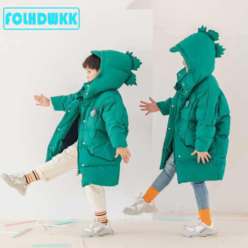 2019 winter down jacket kid dinosaur cartoon coats for girls boys long coat for kids baby thickened children clothes H0909 2019 winter down jacket kid dinosaur cartoon coats for girls boys long coat for kids baby thickened children clothes H0909