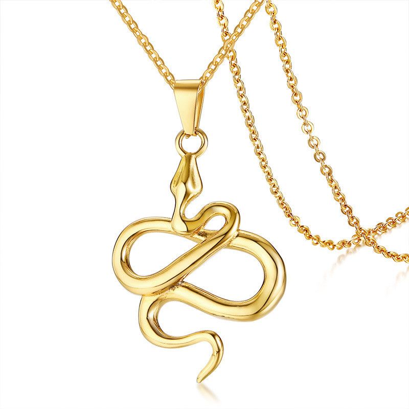 para hombre serpiente en forma de collares de oro de oro de inoxidable