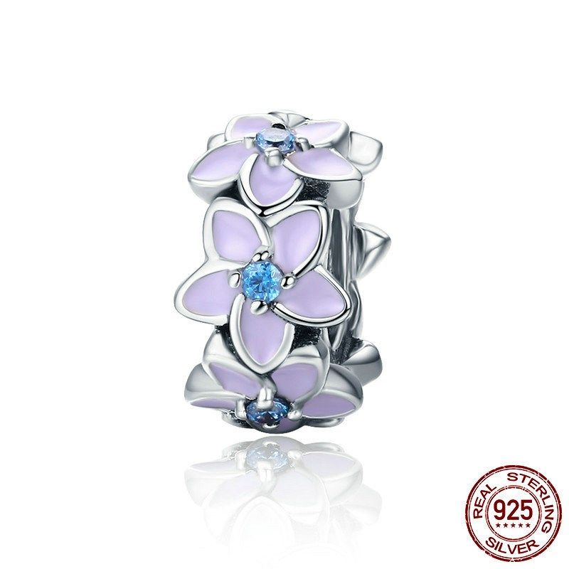 925 Sterling Silver Enamel Orchid Flower Dangle Bead Charm Fit Major Brand Bracelet 925 Sterling Silver Enamel Orchid Flower Dangle Bead Charm Fit Major Brand Bracelet