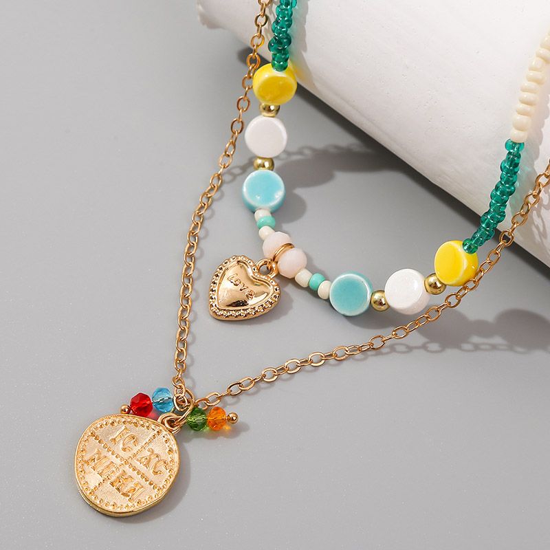 2 PCS / SET Hecho mano con cuentas multicolor con cuentas de cerámica de vidrio collares