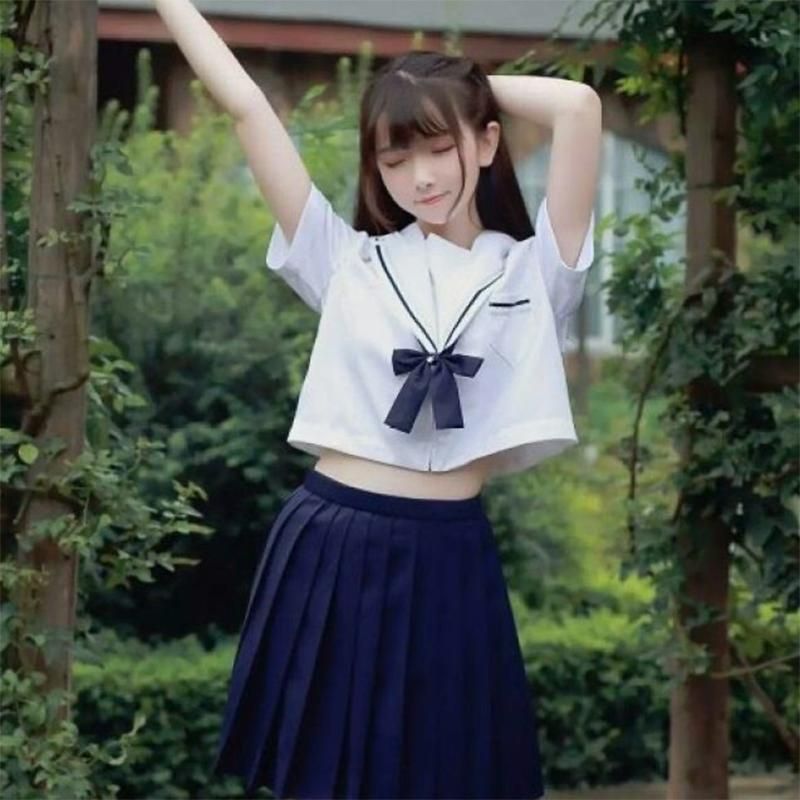 JK Uniform Japaneses Kansai-style Sailor Uniform School Uniform Set Long Sleeve Pleated Skirt Set 