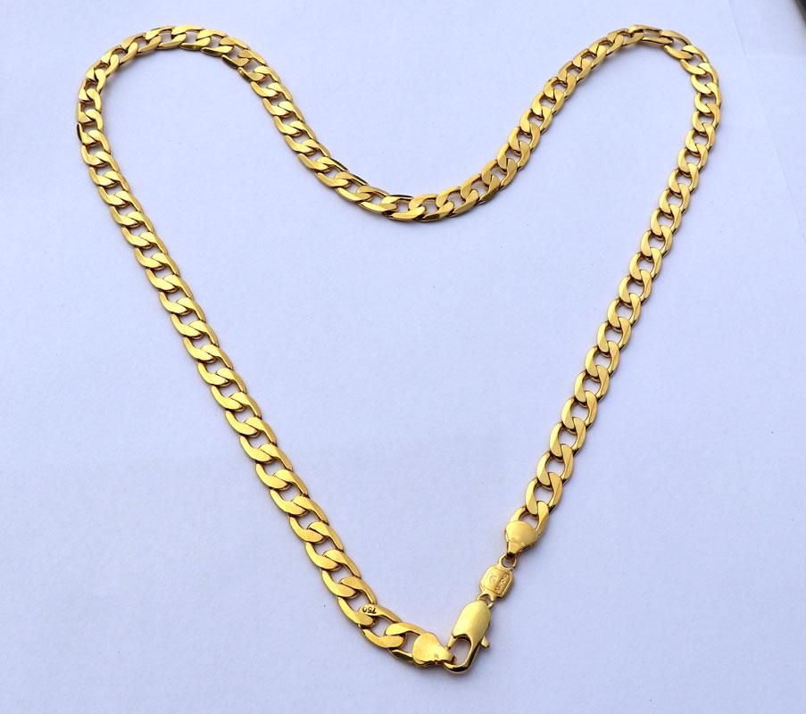 Puro K G / Collar oro amarillo Solid Stamep AU 750 24 "Cubierta de cadena Cumpleaños regalo de San Valentín valioso collares colgantes
