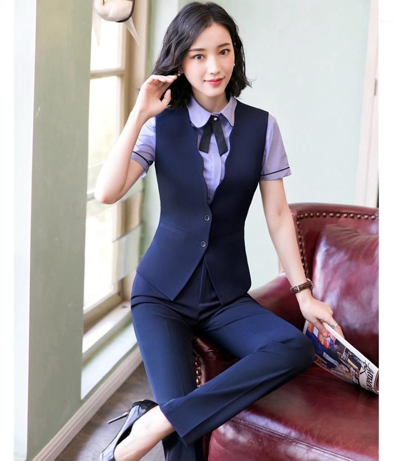 Compra Chalecos De Mujer Mujeres Formales Chaleco De Chaleco De Chaleco  Para Mujer Trajes De Negocio De 2 Piezas Pantalón Y Conjuntos Top Office  Work Work Ropa Azul Marino Barato | Entrega